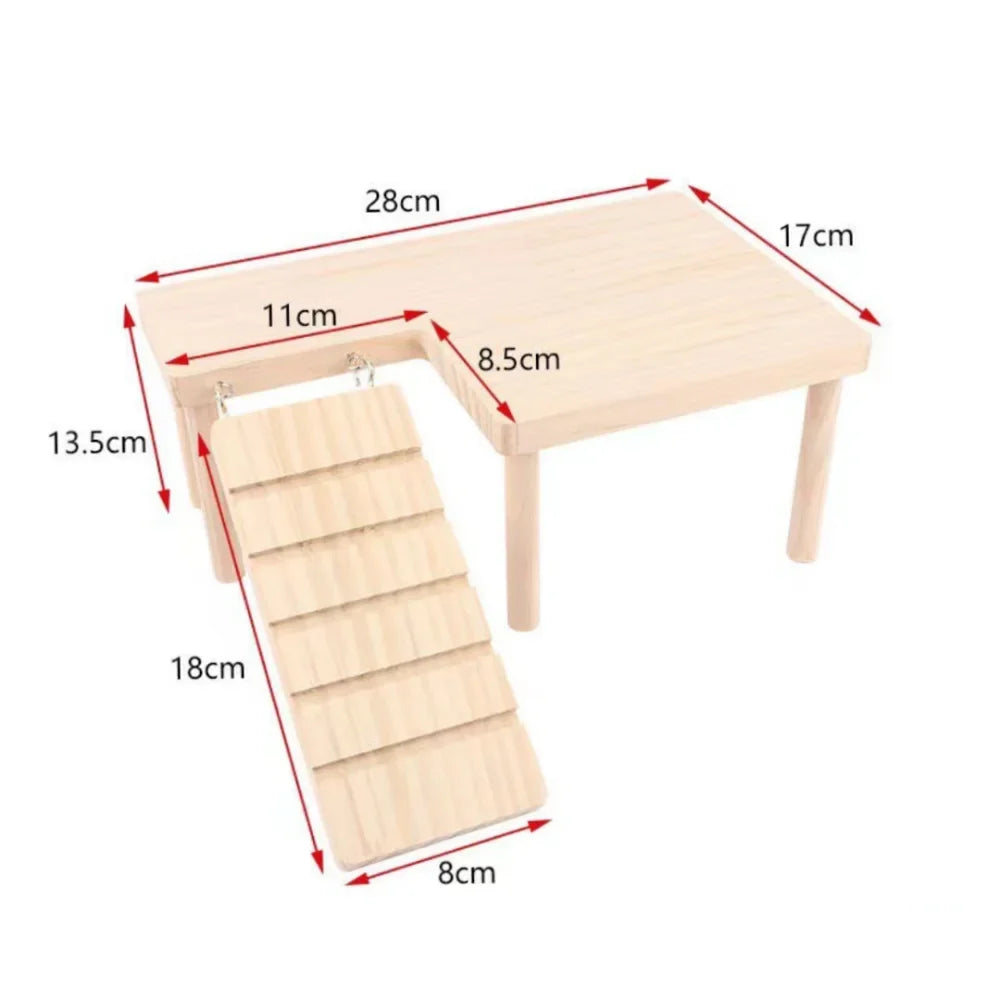 Durable Hamster Wooden Ladder Platform DIY Stairs for Small Pets