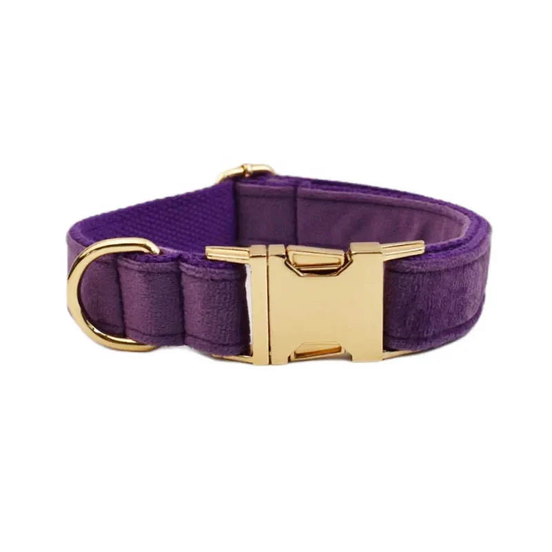 Purple Velvet Dog Collar And Leash Set For - MyPetDollar.com