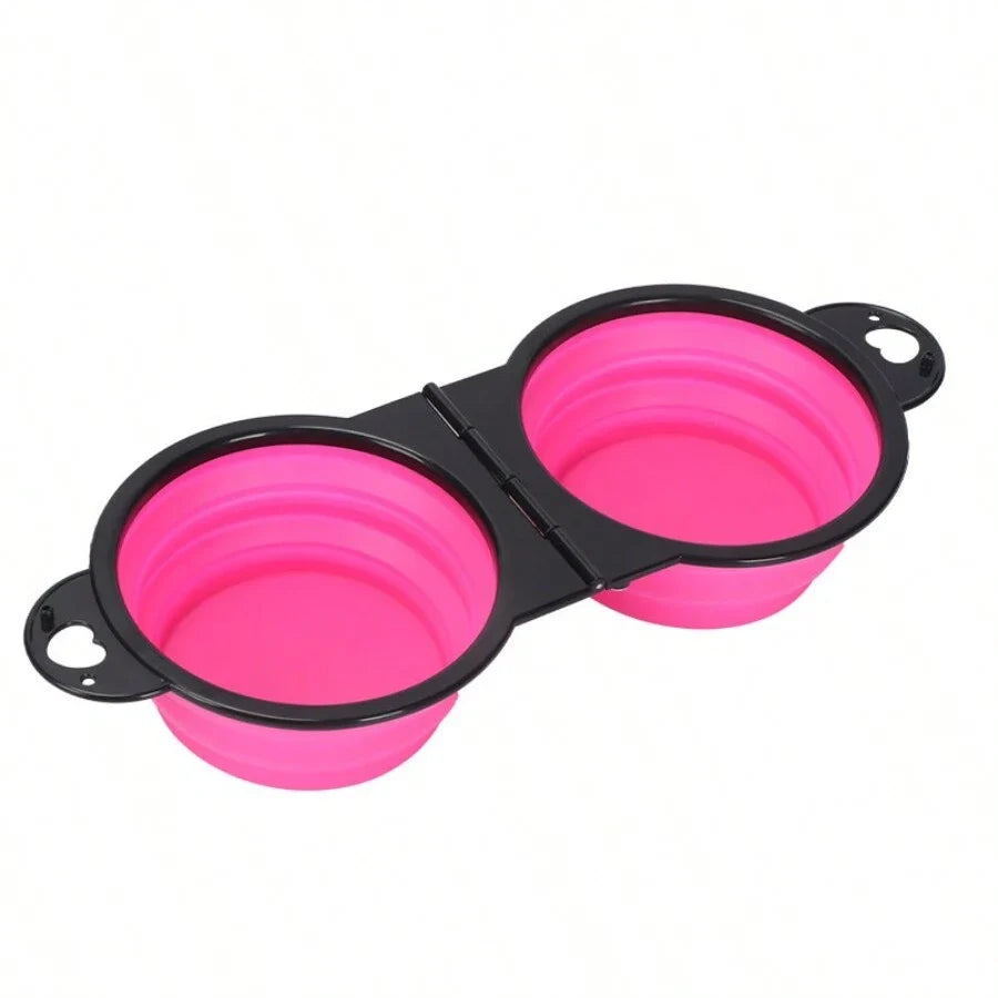 1-piece 2-in-1 Foldable Dual Bowl Feeding - MyPetDollar.com