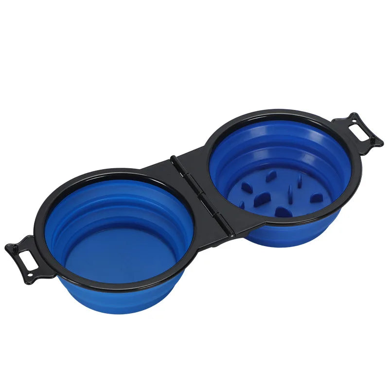 1-piece 2-in-1 Foldable Dual Bowl – 9 Colors