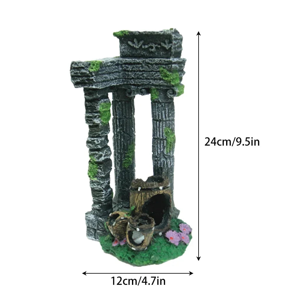 Environmentally Friendly Resin Ancient Roman Pillar Castle for Aquariums