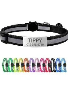 Adjustable 13 Colors Custom Engraved Reflective Cat Collar