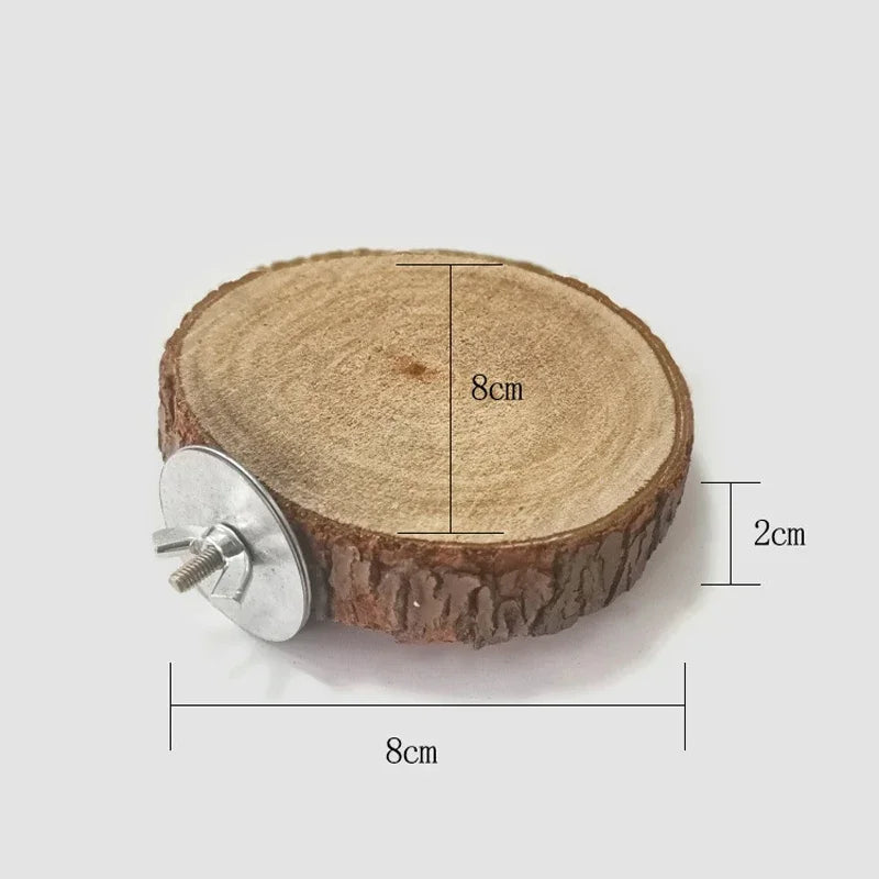 Parrot Hamster Round Stand Board Bird Wooden Platform – 3 Colors