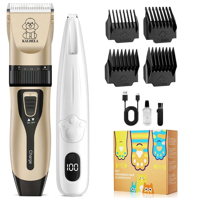 Rechargeable Pet Electric Grooming Clipper Kit – 4 Colors