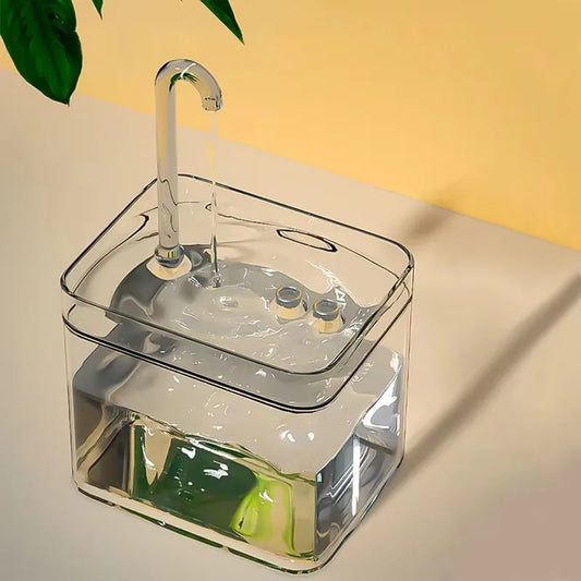 Quiet filtered cat water fountain with clear reservoir – view 2