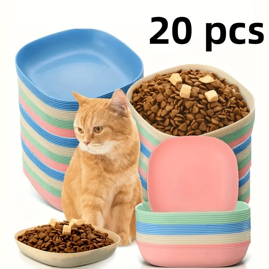 3 10 Non-slip Plastic Cat Bowls Set