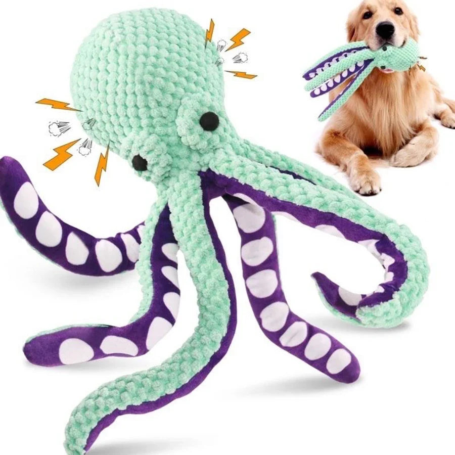 Dog pet plush octopus toy interactive sound - MyPetDollar.com