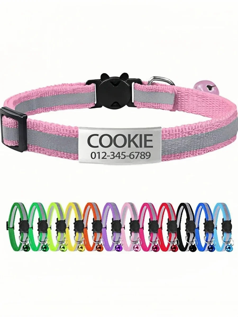 13 Colors Custom Engraved Reflective Cat - MyPetDollar.com