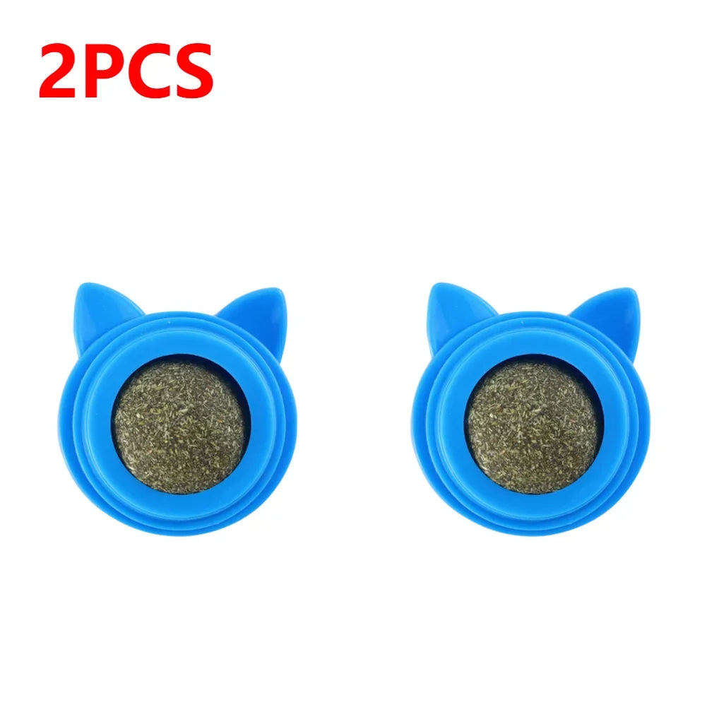 1- Pet Catnip Toys Wall Ball Licking Snacks Safety Healthy – 11 Colors