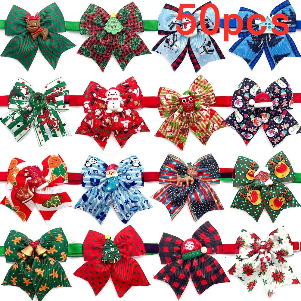 50 Christmas Dog Grooming Accessories Snowman Deer Small – 2 Colors