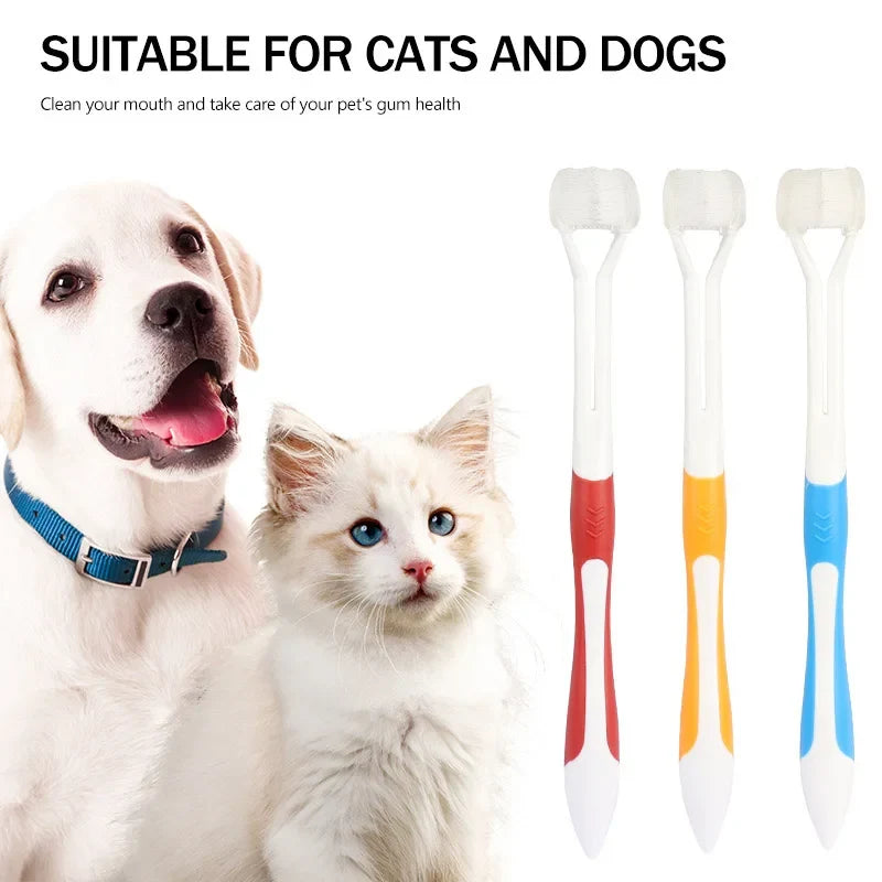 3 Sided Soft Dog Teeth Brush Head Toothbrush - MyPetDollar.com