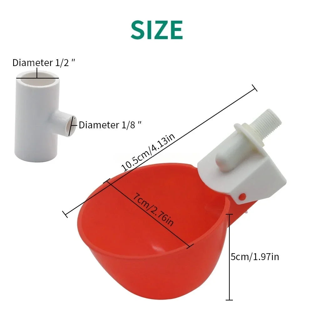 5/10Pcs Chicken Water Cup With PVC Tee - MyPetDollar.com