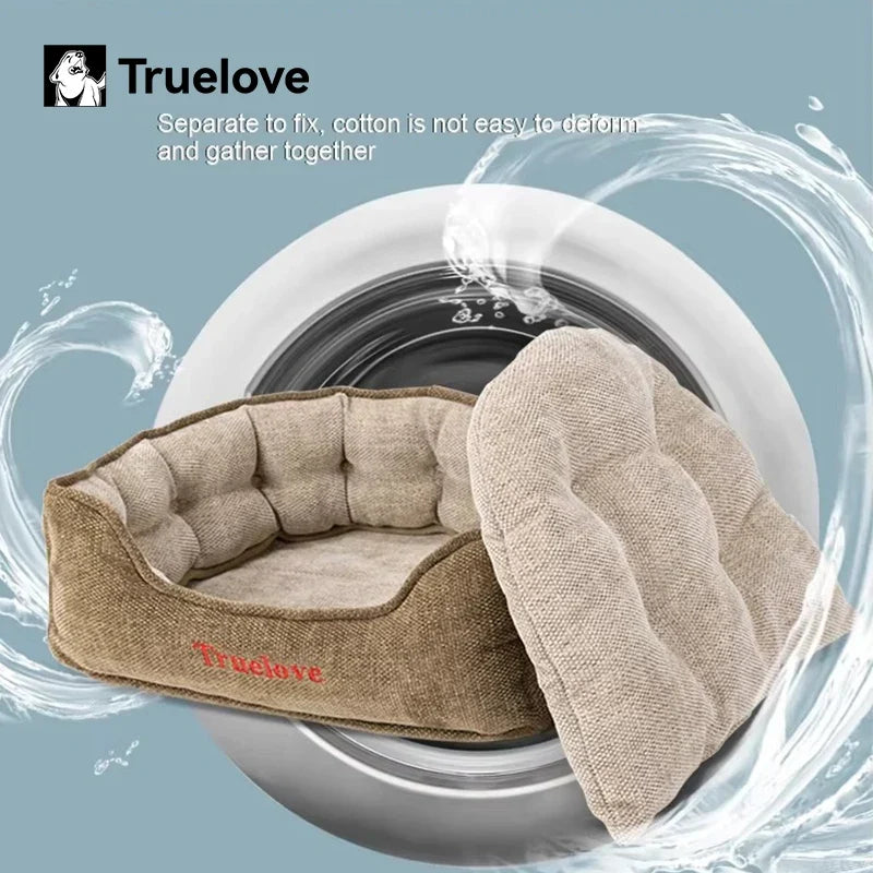 Truelove Washable Plush Dog Bed Round Pet - MyPetDollar.com