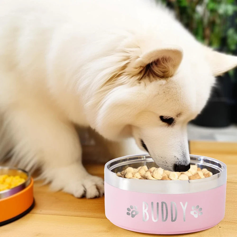 Custom Stainless Steel Dog Cat Bowl Double - MyPetDollar.com