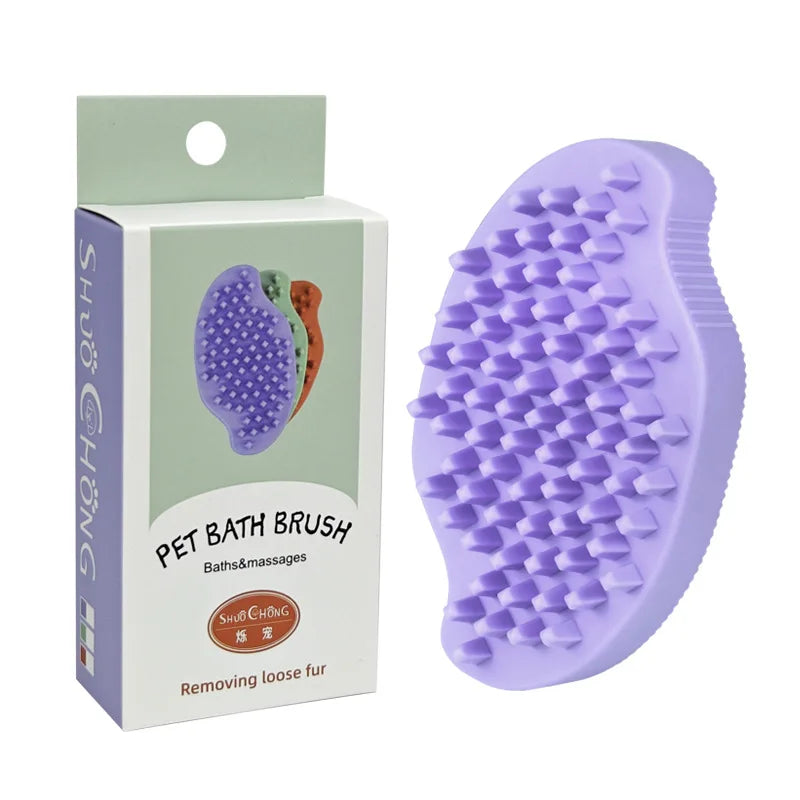 Silicone Pet Bath Grooming Brush Double Sided Massage Comb – 3 Colors
