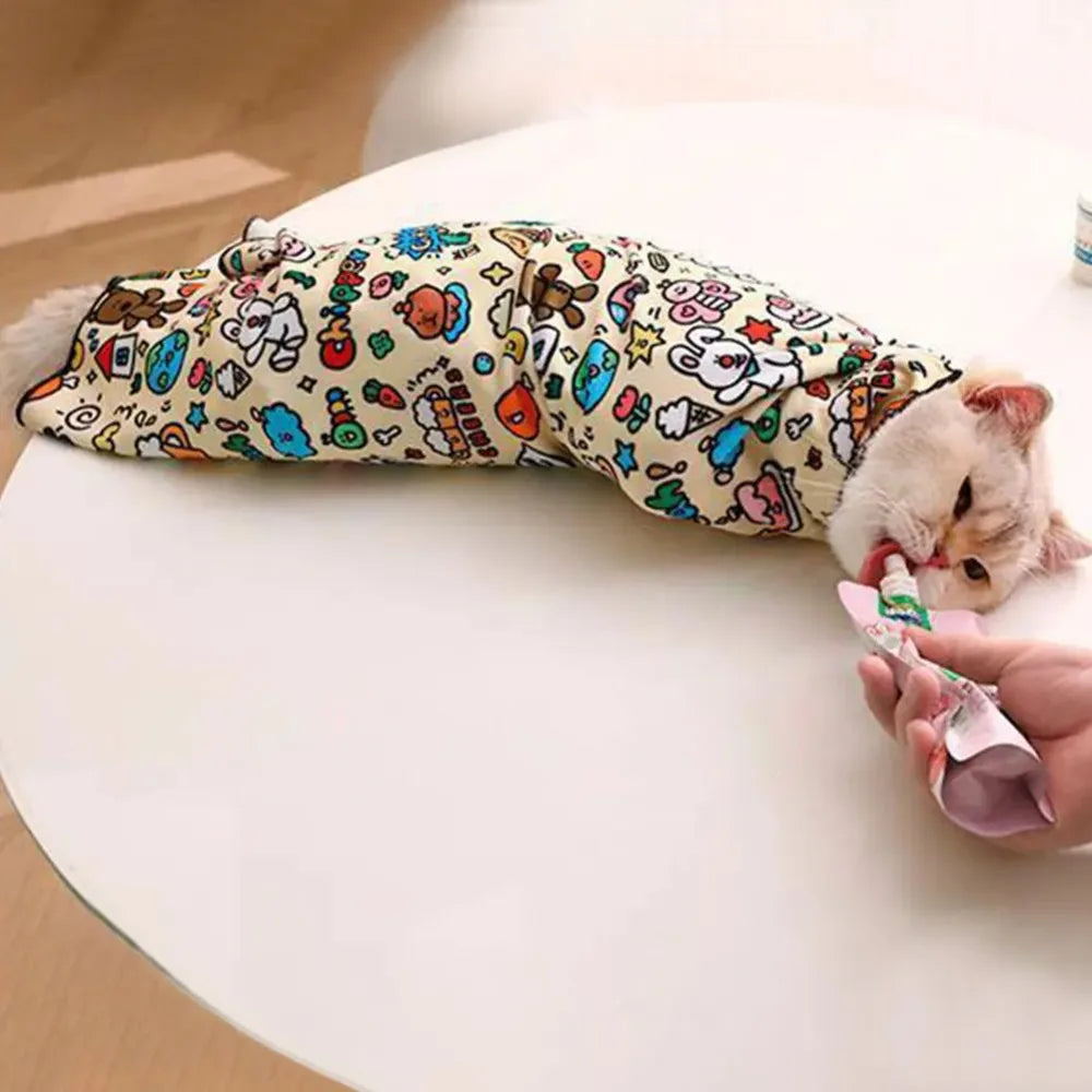 Cat Grooming Wrap Self-Adherent Cat Swaddle - MyPetDollar.com