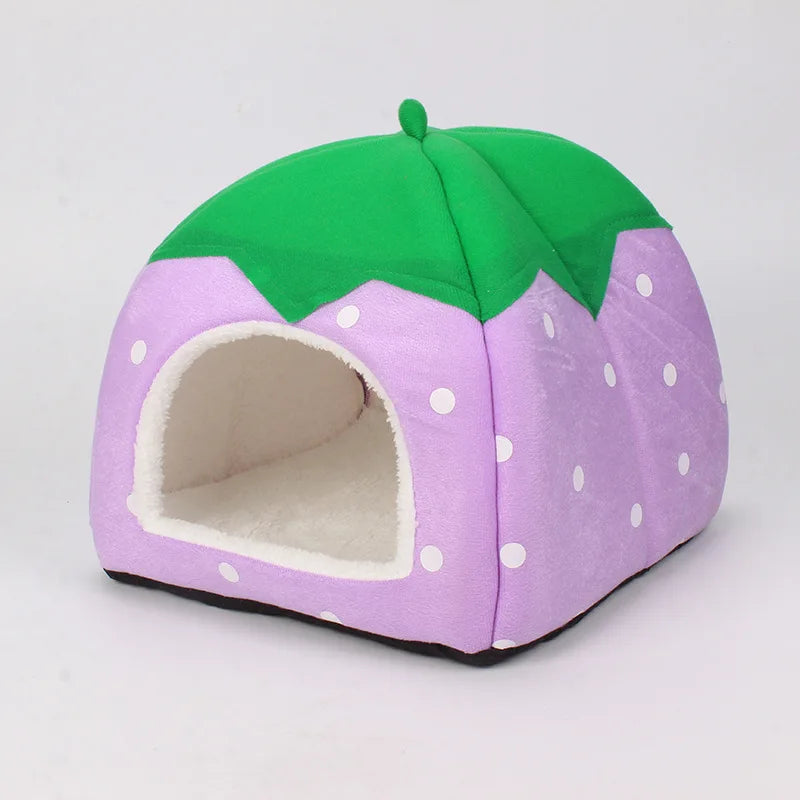 Strawberry Hamster Home Guinea Pig Hideout Small Animal Bed – 4 Colors