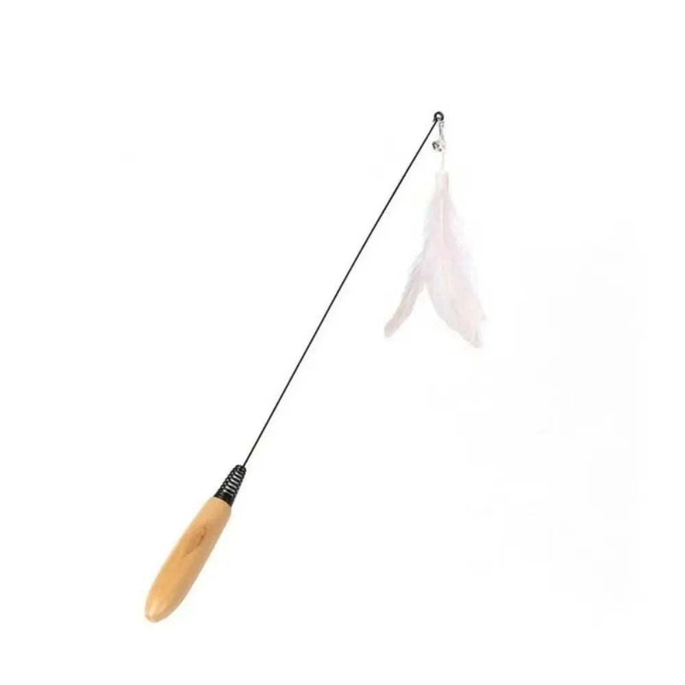 Interactive Wooden Handle Spring Teasing Cat Stick Simulation Fishing Rod