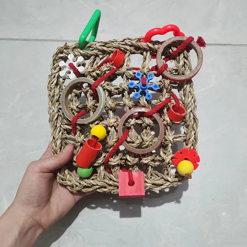 Parrot Bird Toys Foraging Wall Edible Seagrass Woven Climbing – 2 Colors