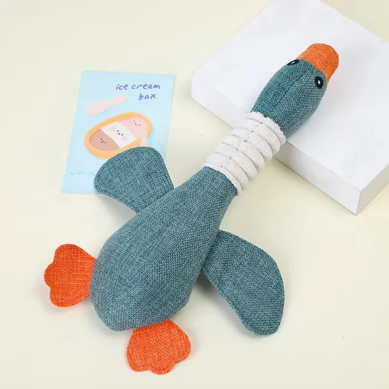Interactive Eco - Friendly Plush Duck Dog Plaything
