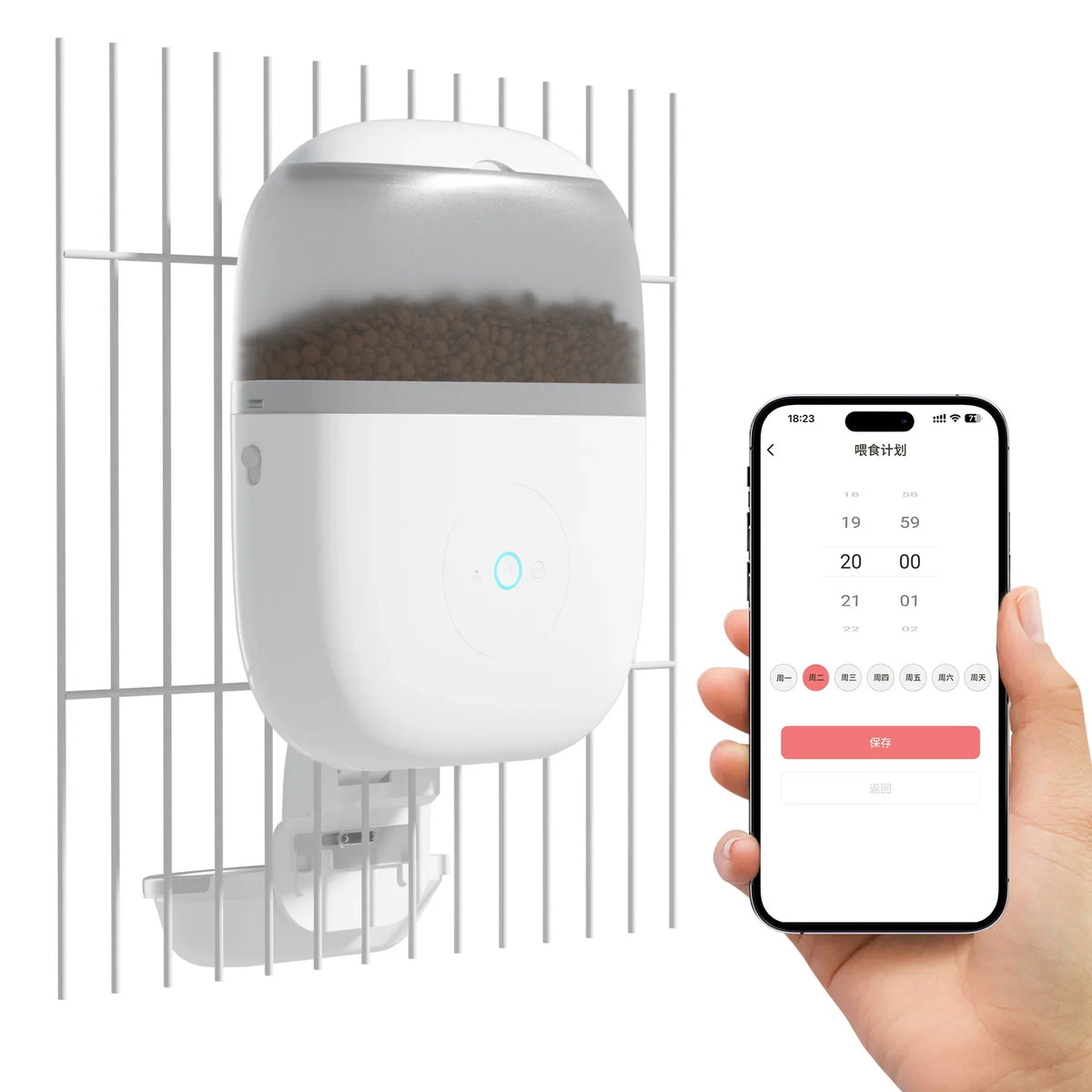 Cage Mounted Intelligent Timing Rabbit Food Feeder