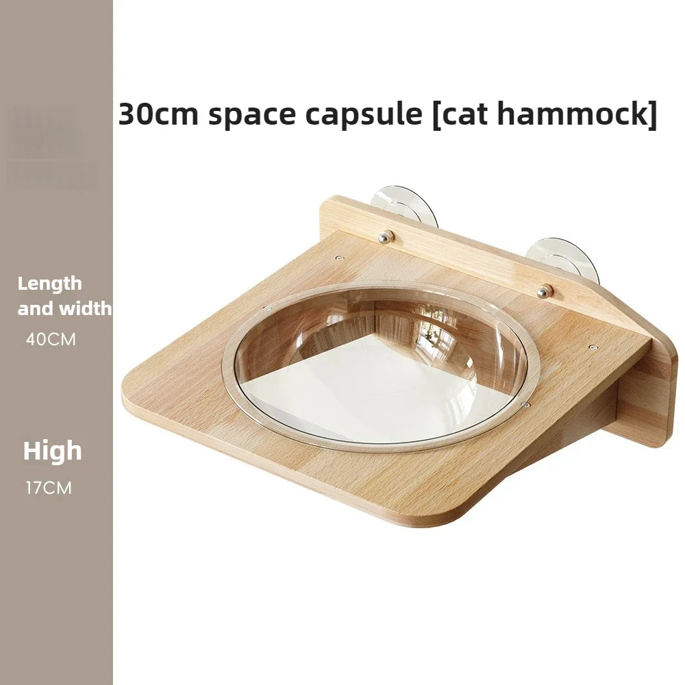 Breathable Solid Wood Cat Window Hammock Strong Suction Cup, Durable