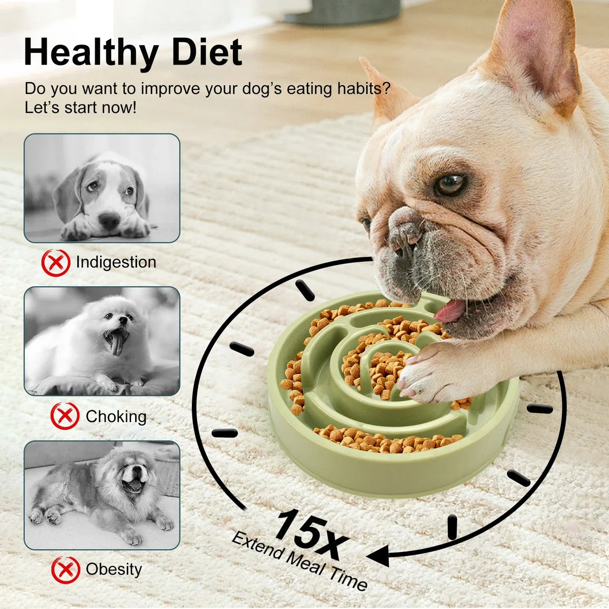 1PC Pet Dog Slow Feeder Bowl Fun Non Slip - MyPetDollar.com
