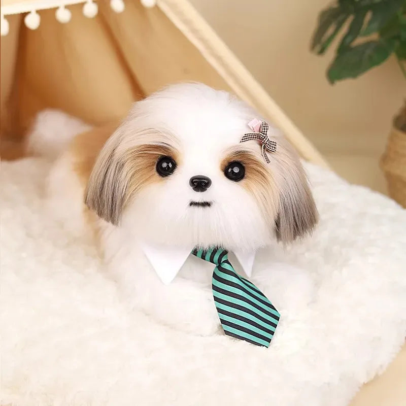 Lifelike Simulation Shih Tzu Stuffed Animal Soft Fluffy Puppy – Dog Supplies