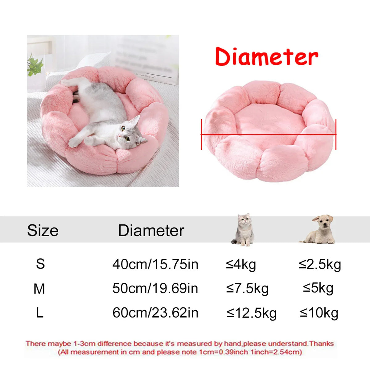 Round Dog Bed Winter Warm Cat Bed Plush - MyPetDollar.com