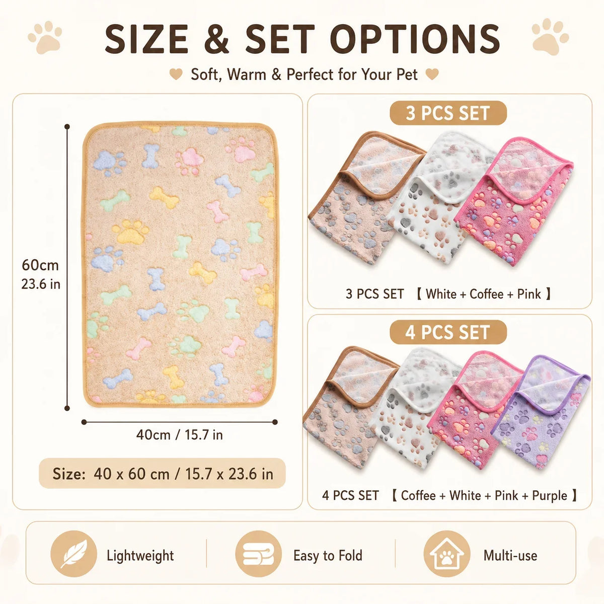 Coral Fleece Pet Mat, Soft Non-Shedding - MyPetDollar.com