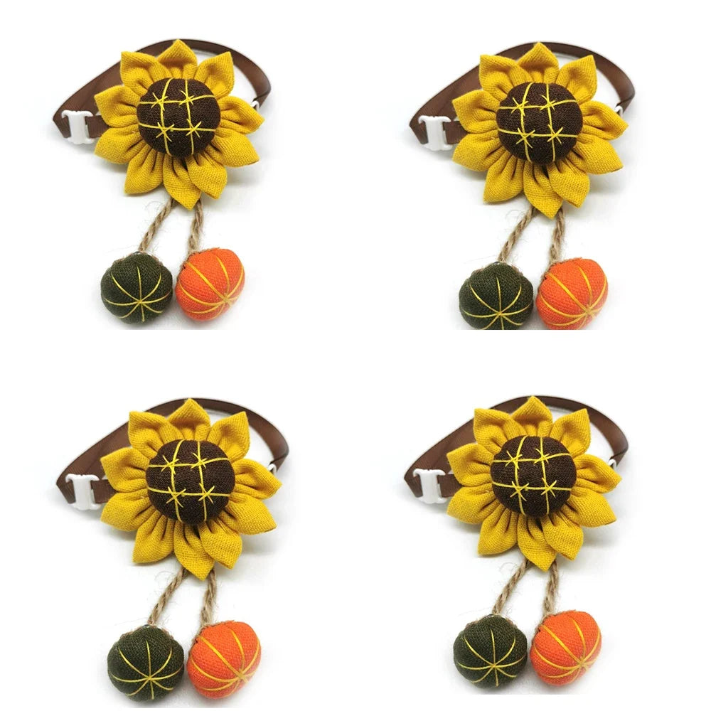 50 Thanksgiving Pet Products Dog Bow Ties Sunflower Pumpkin – 2 Colors