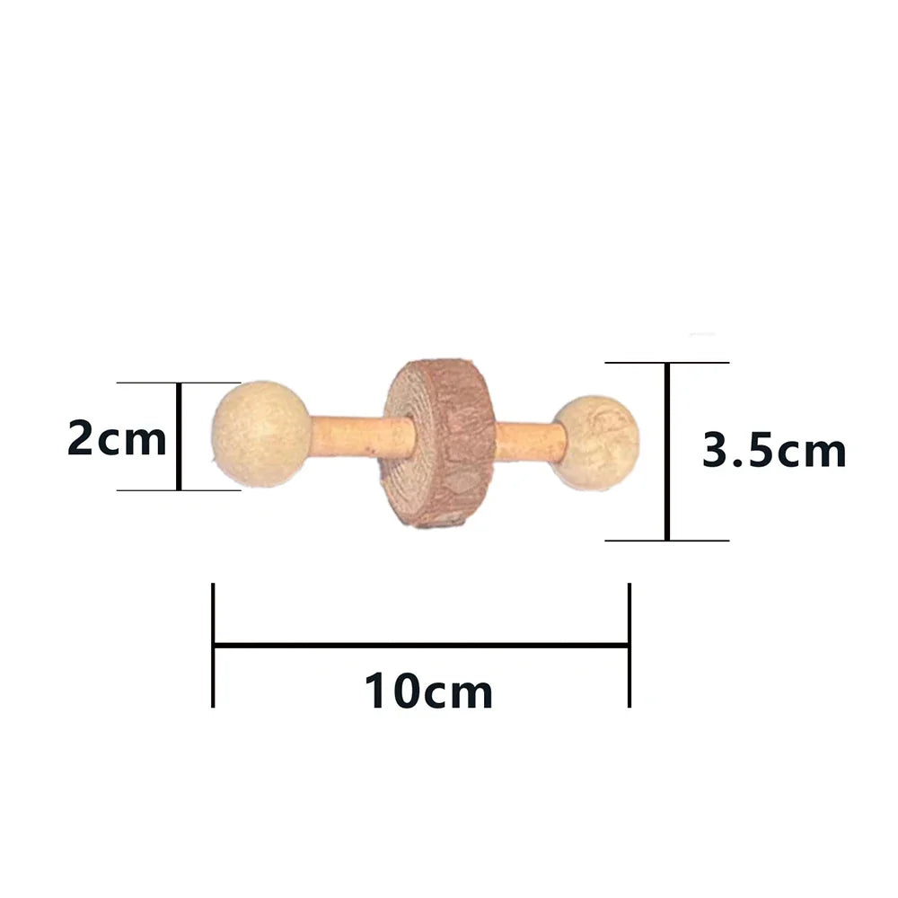Cute Hamster Roller Toys Natural Wooden Pine Dumbells Unicycle – 11 Colors