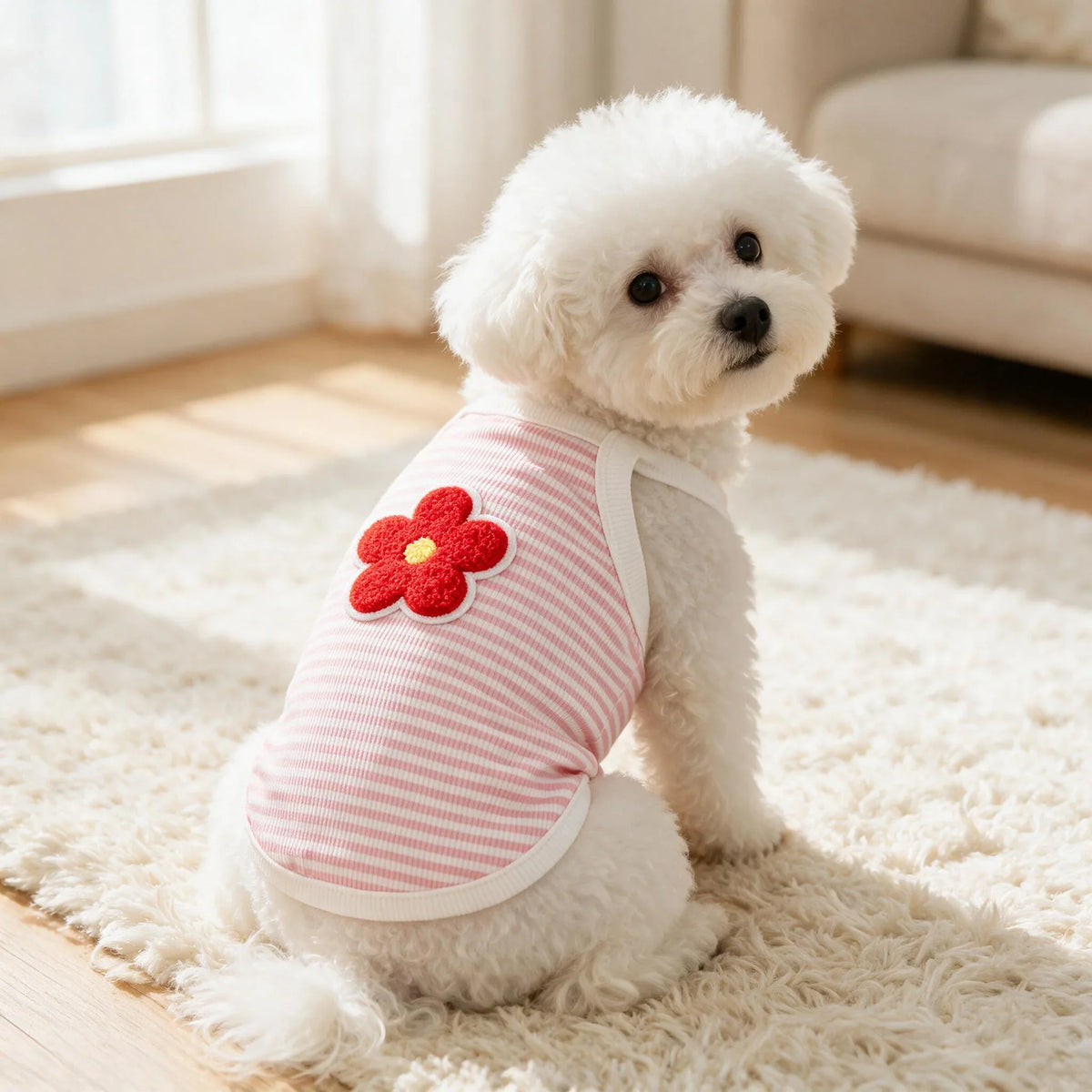 Ribbed Dog Sleeveless Tank Top, Red - MyPetDollar.com