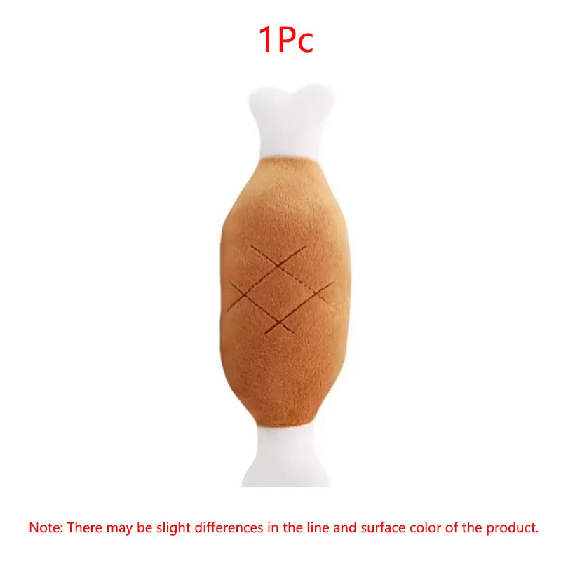Interactive Plush Squeaky Dog Toy Chicken Legs Bone – 3 Colors
