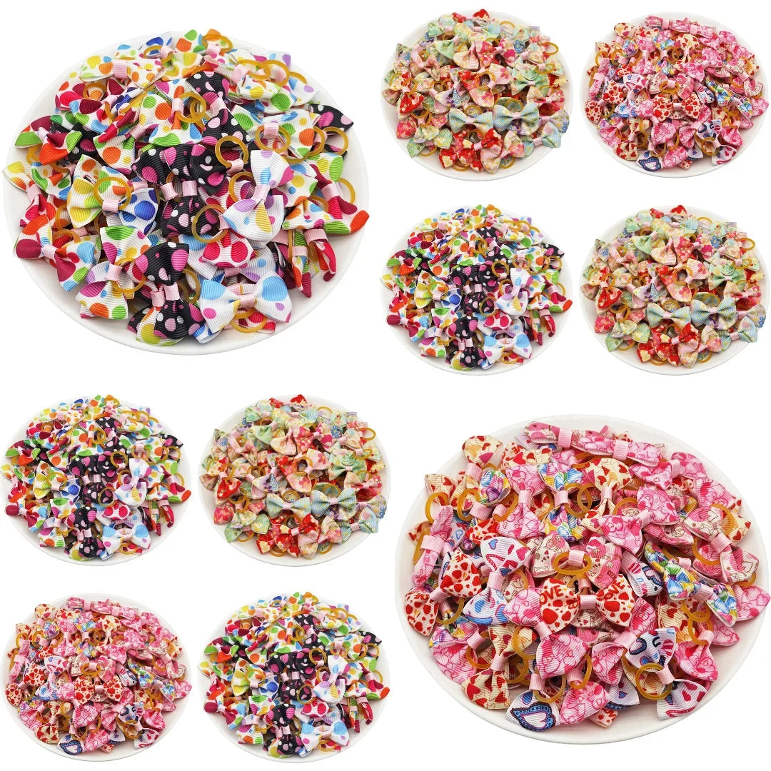 100pcs Cute Pet Hair Bows 100% Handmade - MyPetDollar.com