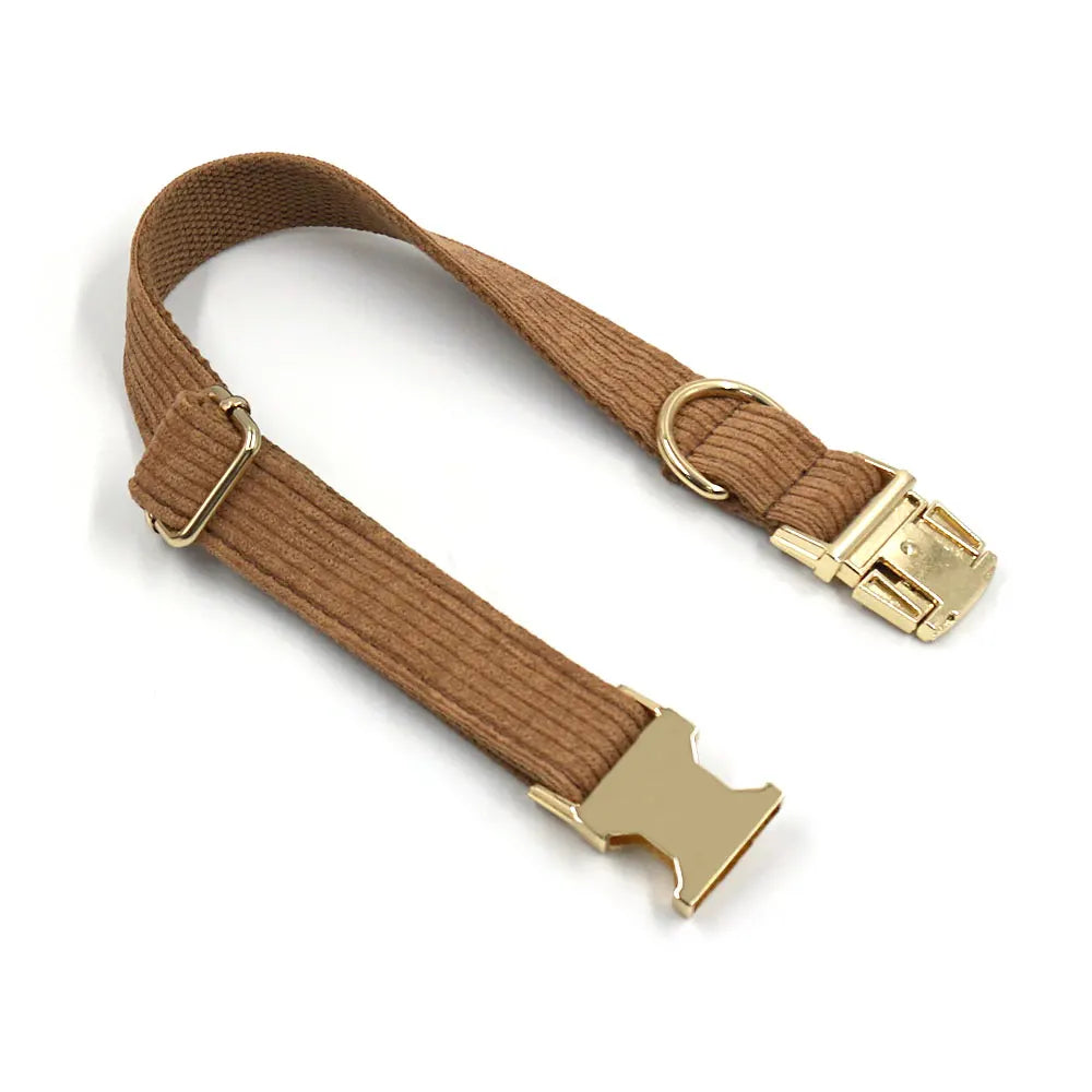 Brown Corduroy Dog Harness and Leash Set - MyPetDollar.com