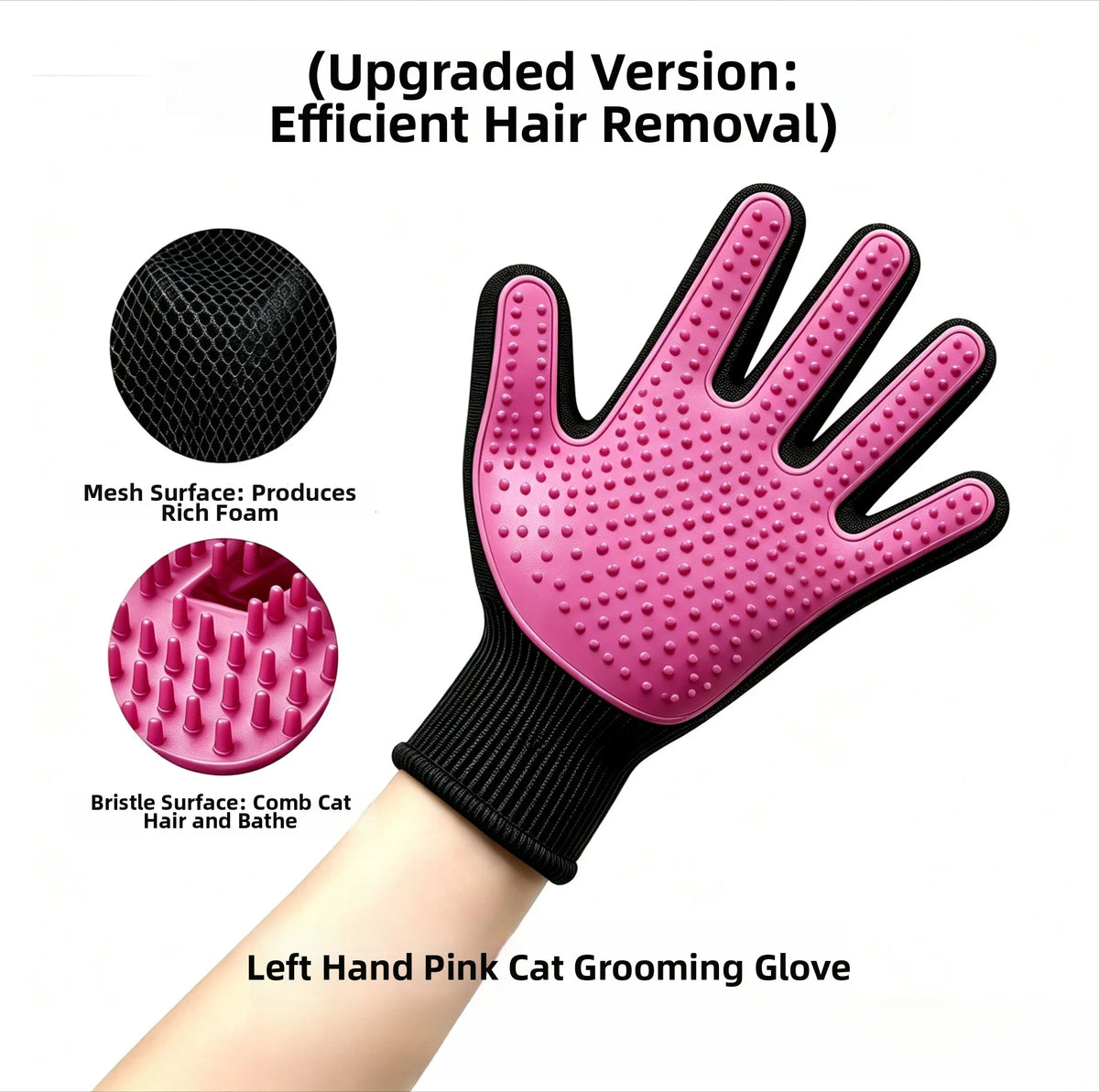 Pet Grooming Glove, Massage Hair Remover Mitt Brush