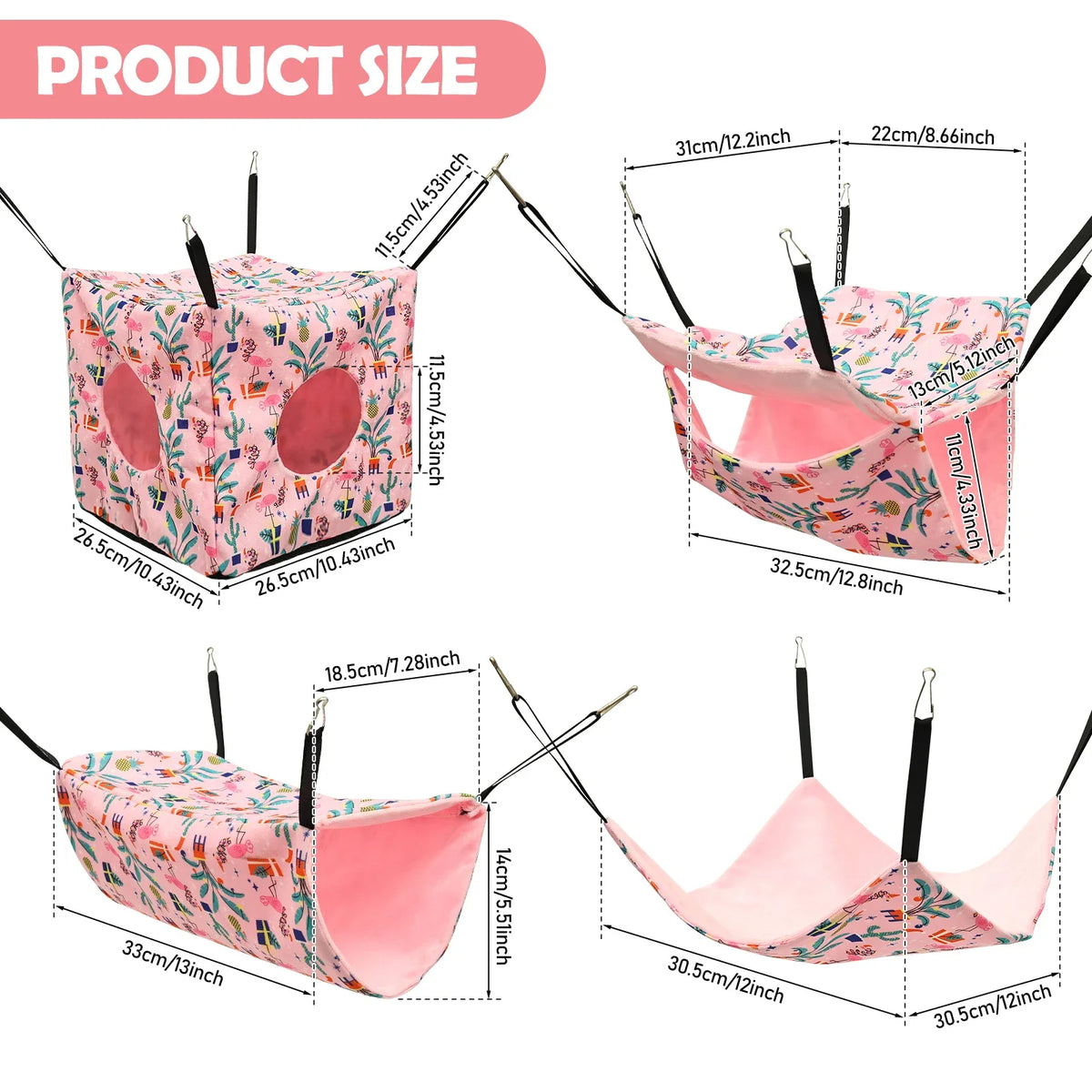 Adjustable Hamster Hanging Bed Soft Cozy Rodent Bed for Small Pets
