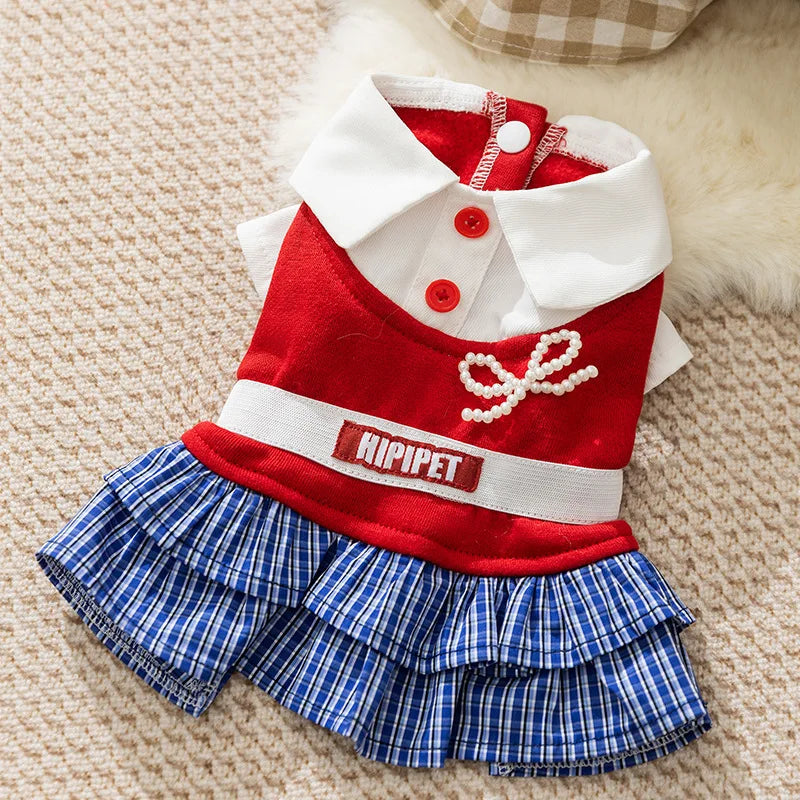 Pet clothes college pleated skirt teddy bear - MyPetDollar.com
