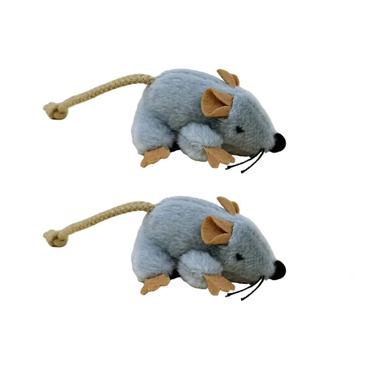 Interactive Cat Toys Plush Mice Playthings Gray Mouse Shape