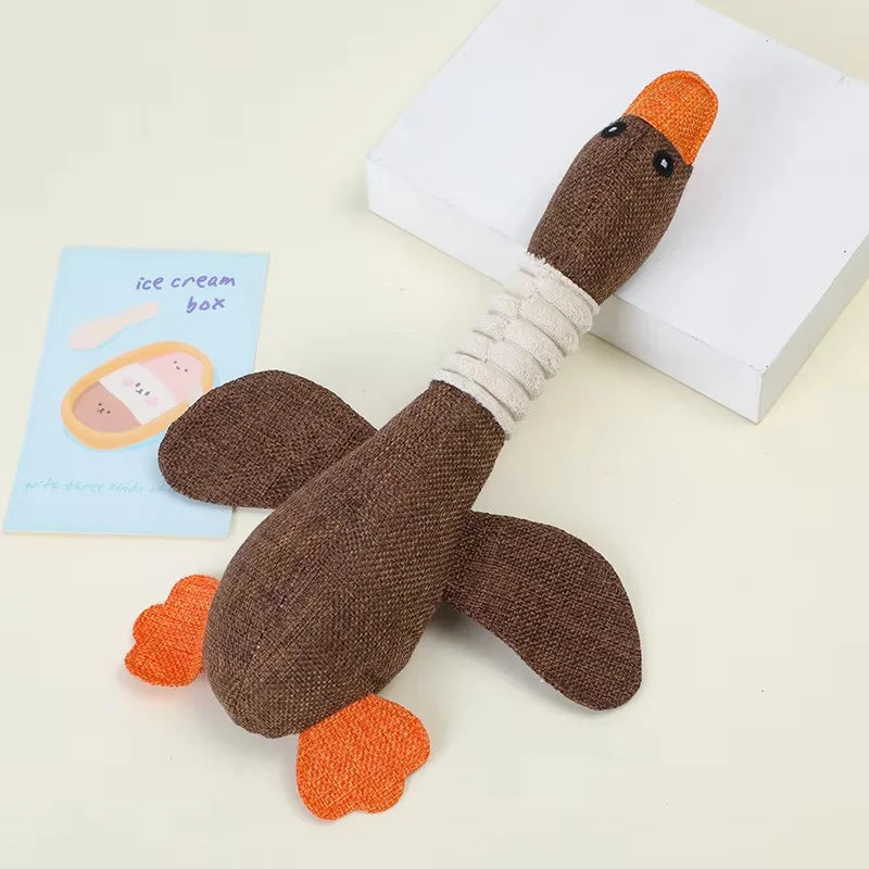 Interactive Eco - Friendly Plush Duck Dog Plaything