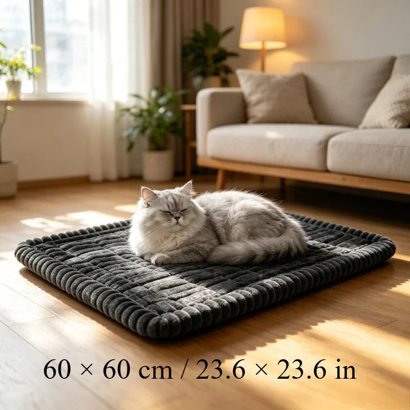Washable All-season Soft Striped Plush Car Dog Bed