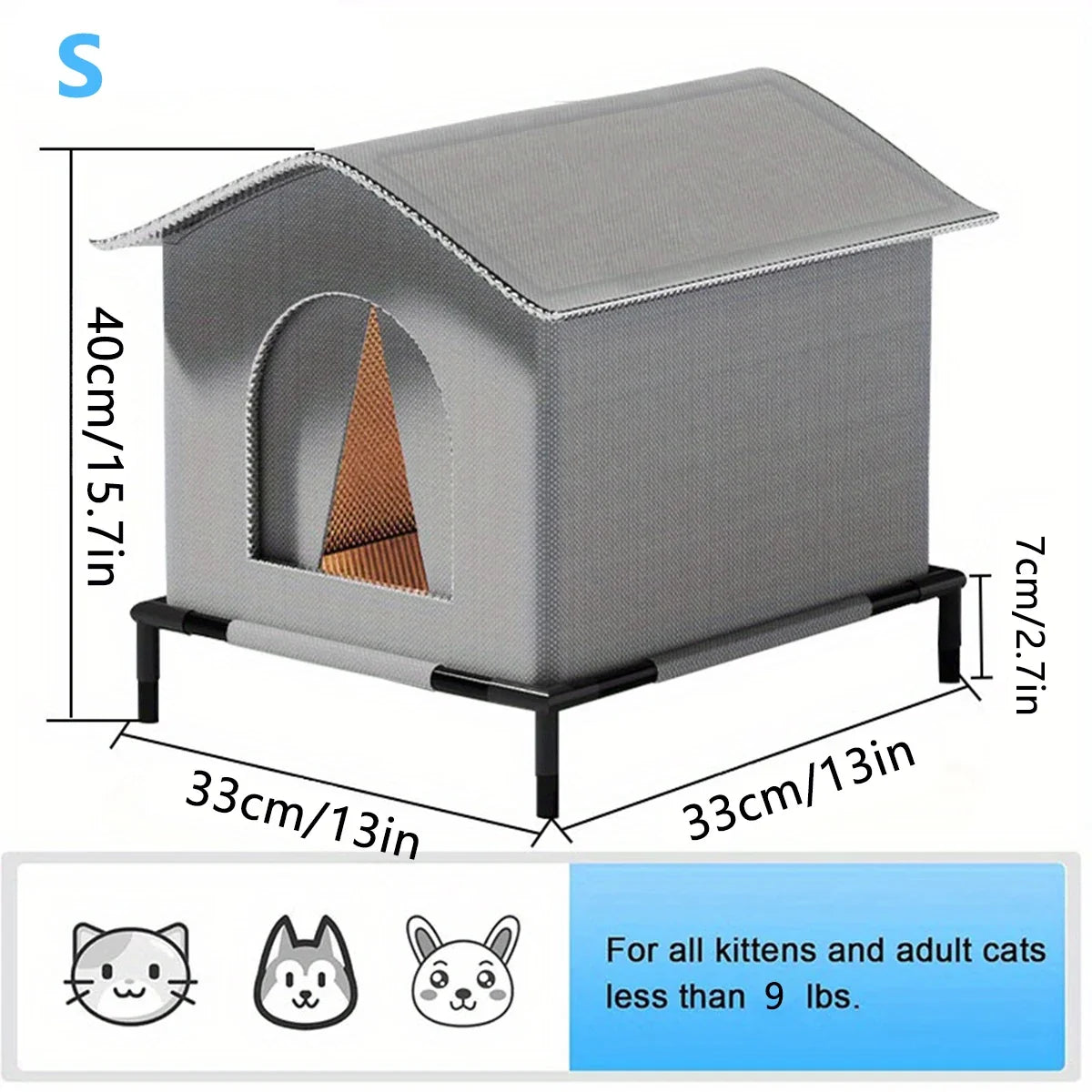 Stray Cat Houses with Pad Waterproof Summer Cool Shelter – 3 Colors