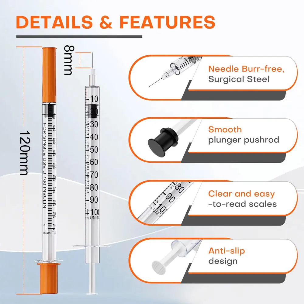 100/200pcs 1ml/1cc 31G 6mm/30G 8mm Insulin - MyPetDollar.com