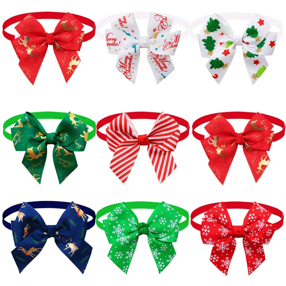 50 100PCSWinter Dog Accessories Adjustable Bow Ties Christmas