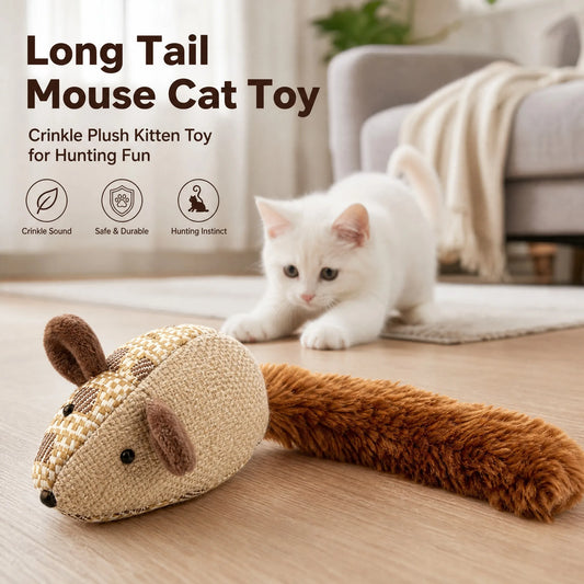 Rattling Paper Long Tail Mouse Cat Toy Safe - MyPetDollar.com