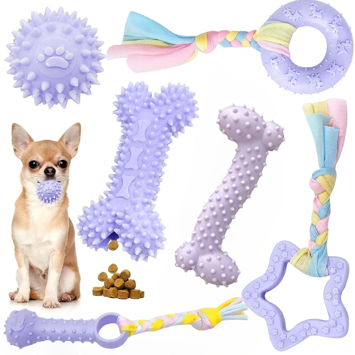 Durable 6-Piece Set of Bite-resistant Toys – 5 Colors