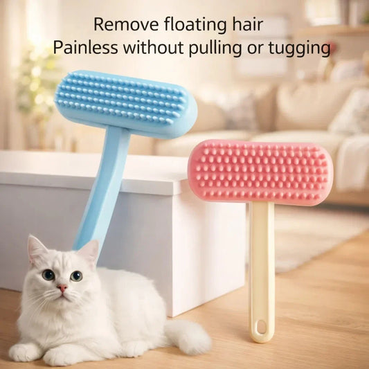 Silicone Pet Grooming Brush • Soft Bristles - MyPetDollar.com