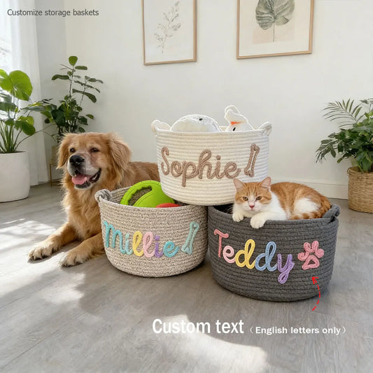 1pc Personalized Cotton Rope Dog Toy Basket, - MyPetDollar.com