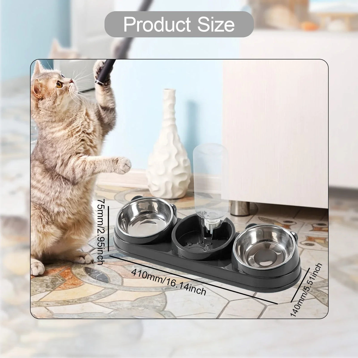3 in 1 Dog & Cat Bowls Water and Food Set